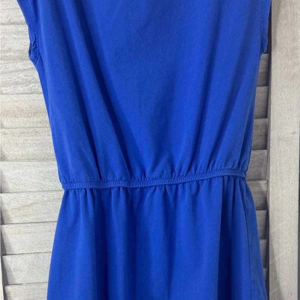 Lands End Blue Tropical Dress. Size 5/6. Tropical Vibrant Blue. Elastic Waist